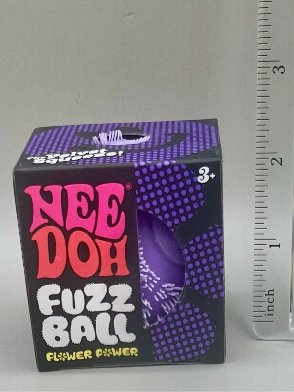 Authentic NEEDOH Fuzz Ball Flower Power PURPLE 💜 The Velvet Squeeze Squishy NEW